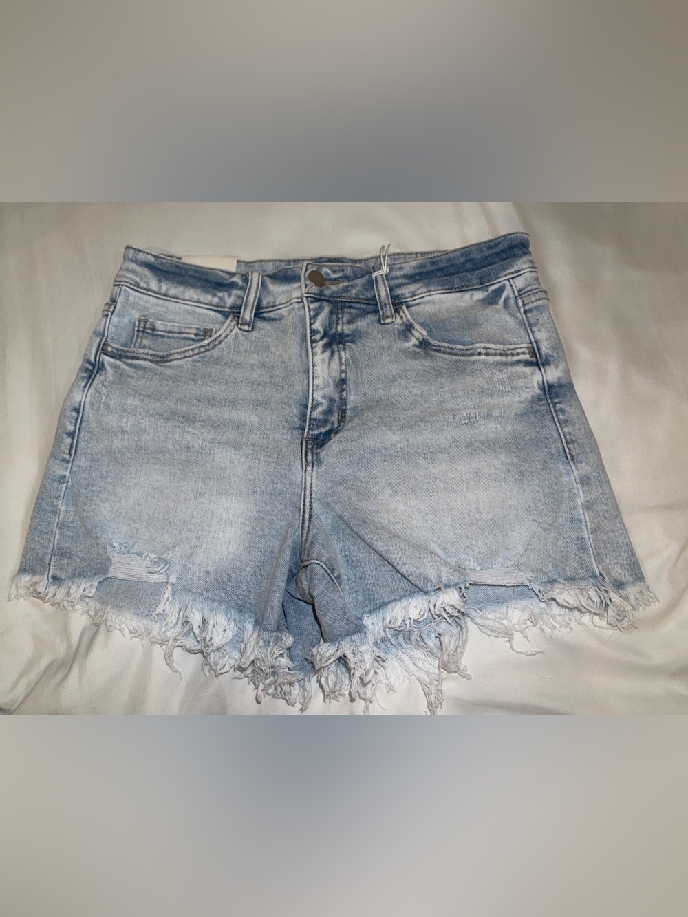 Light Blue Distressed tummy control  Denim Shorts